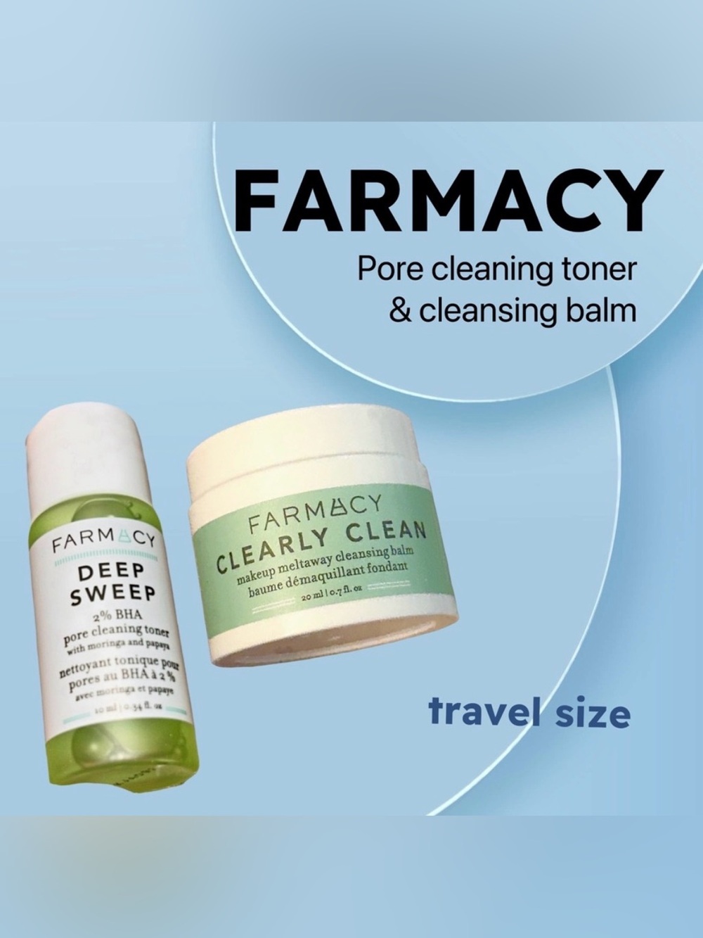 ⬇️🇺🇸🆕NWOB FARMACY |TRAVEL| Essential smooth skin duo Cleansing Balm & Toner*